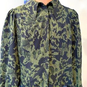 Topshop green patterned blouse